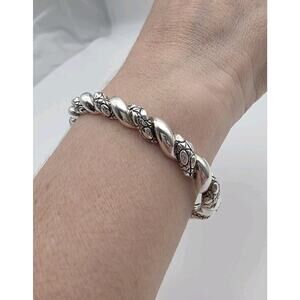 JAI John Hardy 925 Sterling Silver Twist Cable Hinged Bangle Bracelet 6.5"